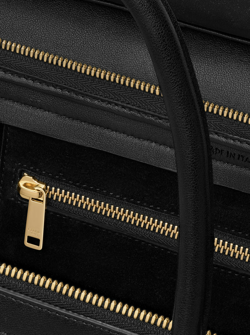 BORSA MEDIA LUGGAGE IN MORBIDA PELLE DI AGNELLO LUCIDA
