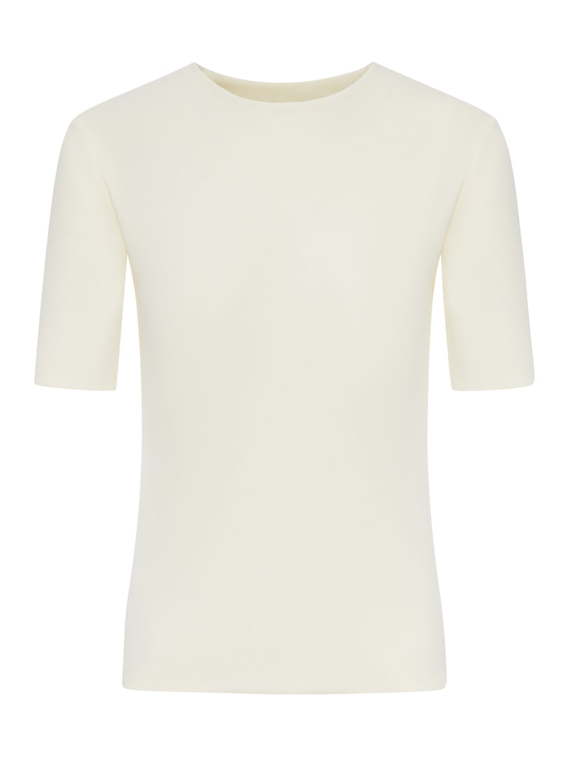 T-SHIRT A MANICHE CORTE IN CRÊPE