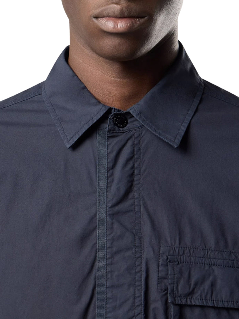 OVERSHIRT IN TELA DI COTONE STRETCH CON TASCA CON PATTA SUL PETTO