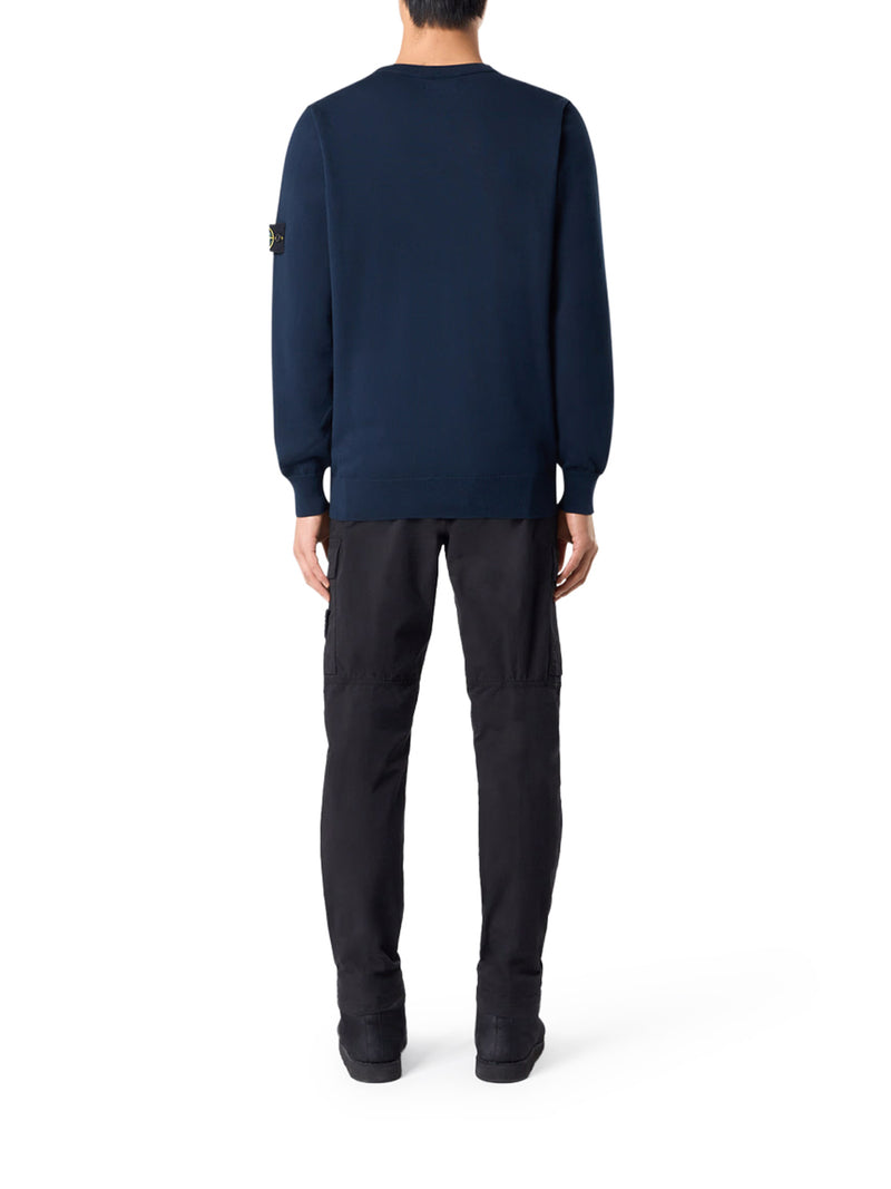MAGLIONE GIROCOLLO CON BADGE STONE ISLAND BLUE NAVY