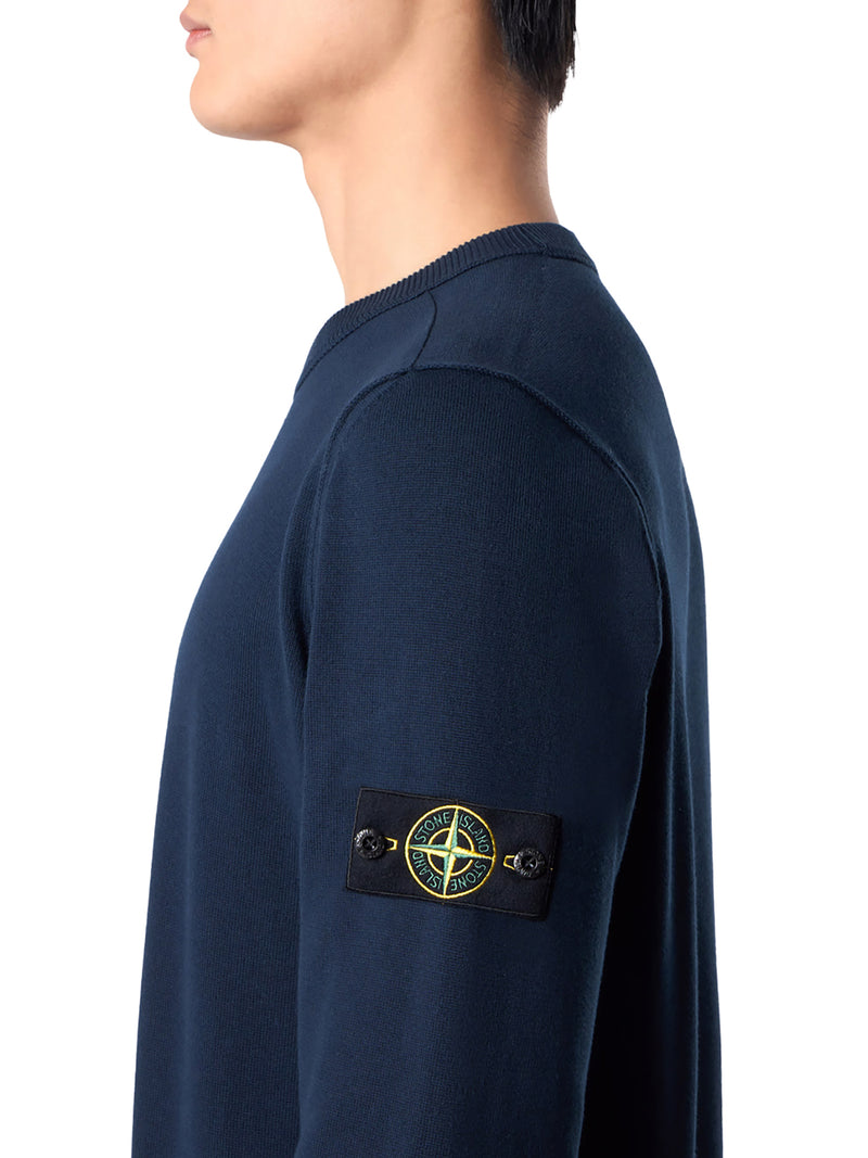 MAGLIONE GIROCOLLO CON BADGE STONE ISLAND BLUE NAVY