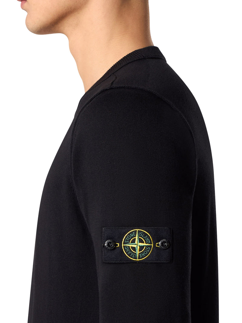 MAGLIONE GIROCOLLO CON BADGE STONE ISLAND NERO