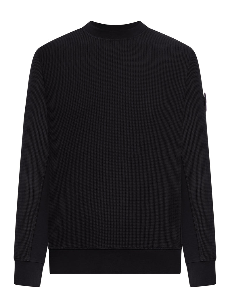 FELPA GIROCOLLO IN COTONE BIOLOGICO CON LAVORAZIONE A NIDO D`APE