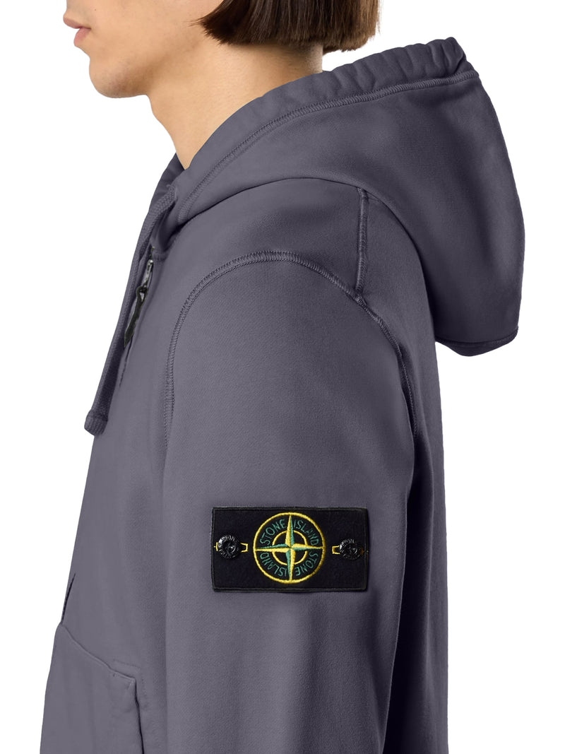 FELPA CON ZIP E CAPPUCCIO IN COTONE BIOLOGICO