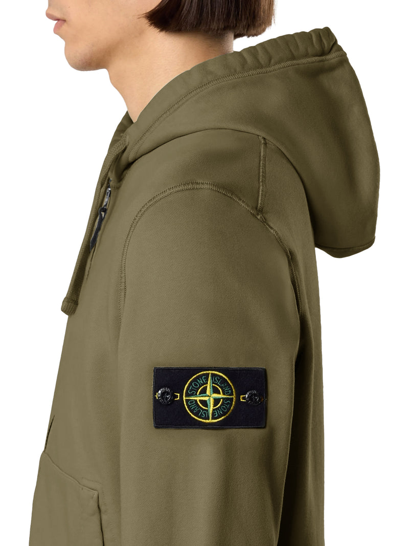 FELPA CON ZIP E CAPPUCCIO IN COTONE BIOLOGICO