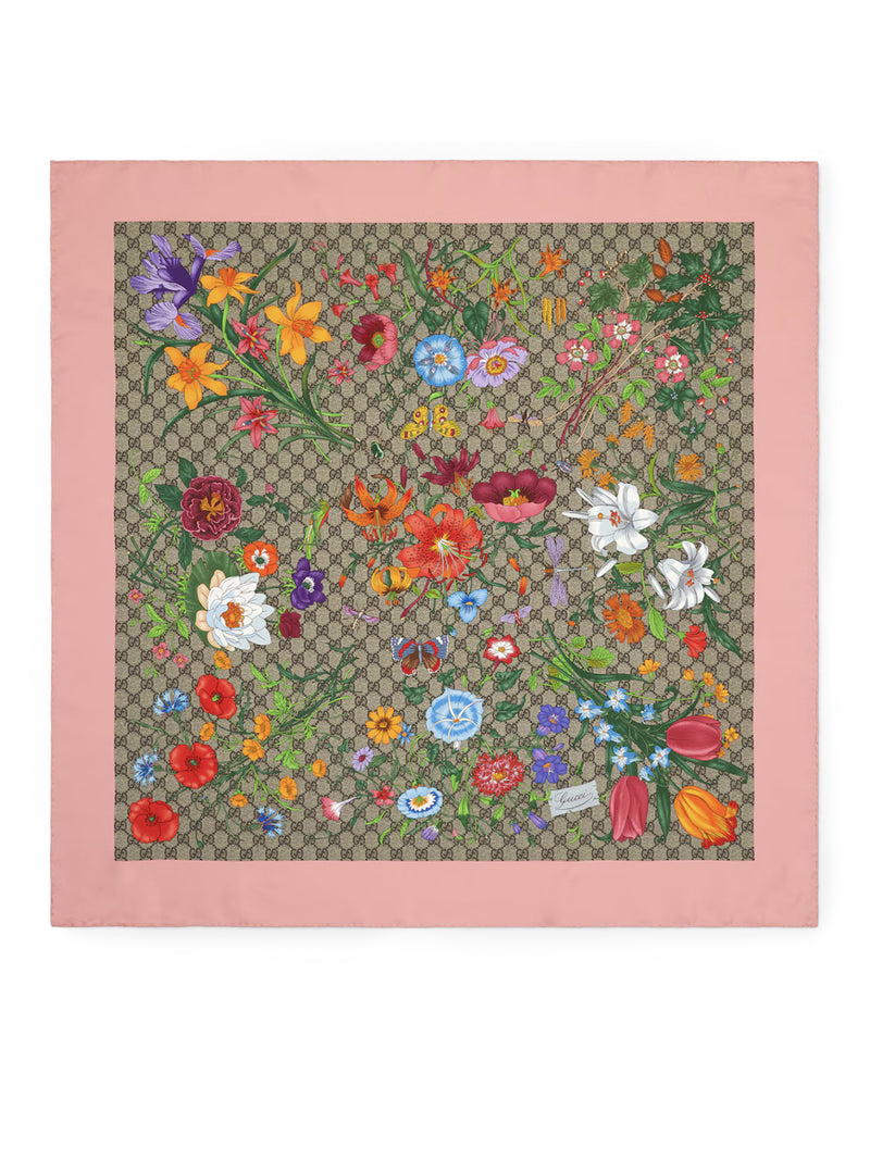 CARRÉ IN TWILL DI SETA CON STAMPA FLORA
