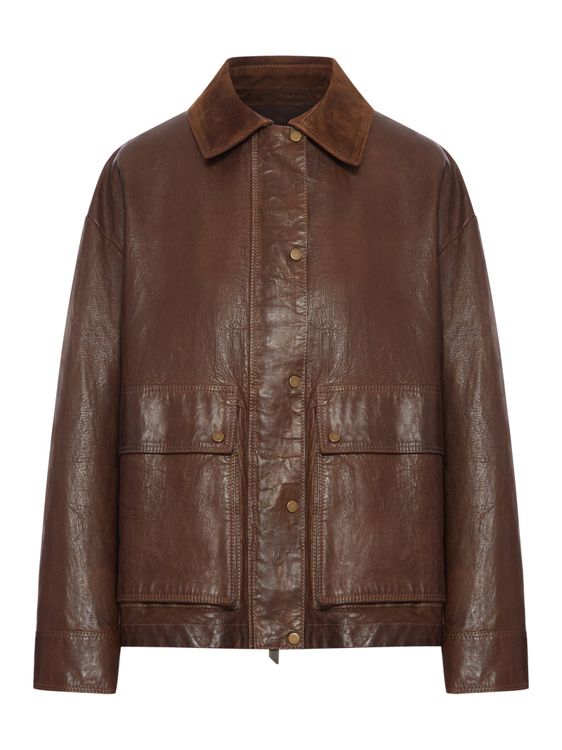 GIACCA WORK IN PELLE CERATA