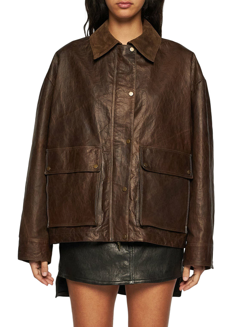 GIACCA WORK IN PELLE CERATA