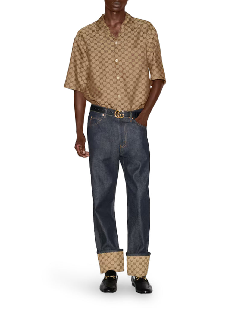 CAMICIA IN MISTO LINO CON GG ALLOVER