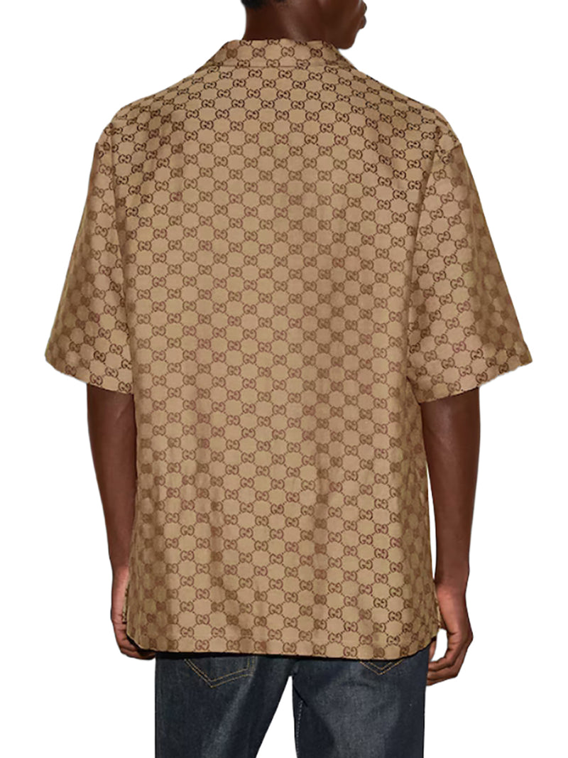 CAMICIA IN MISTO LINO CON GG ALLOVER