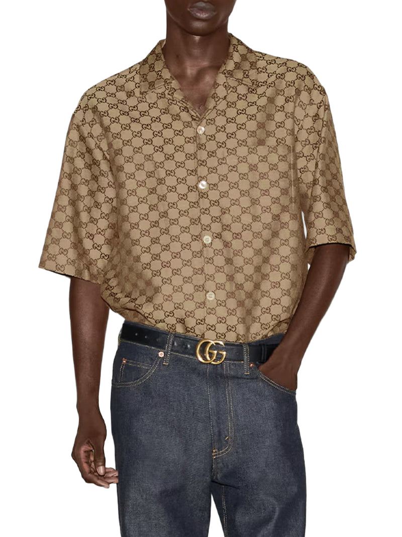 CAMICIA IN MISTO LINO CON GG ALLOVER