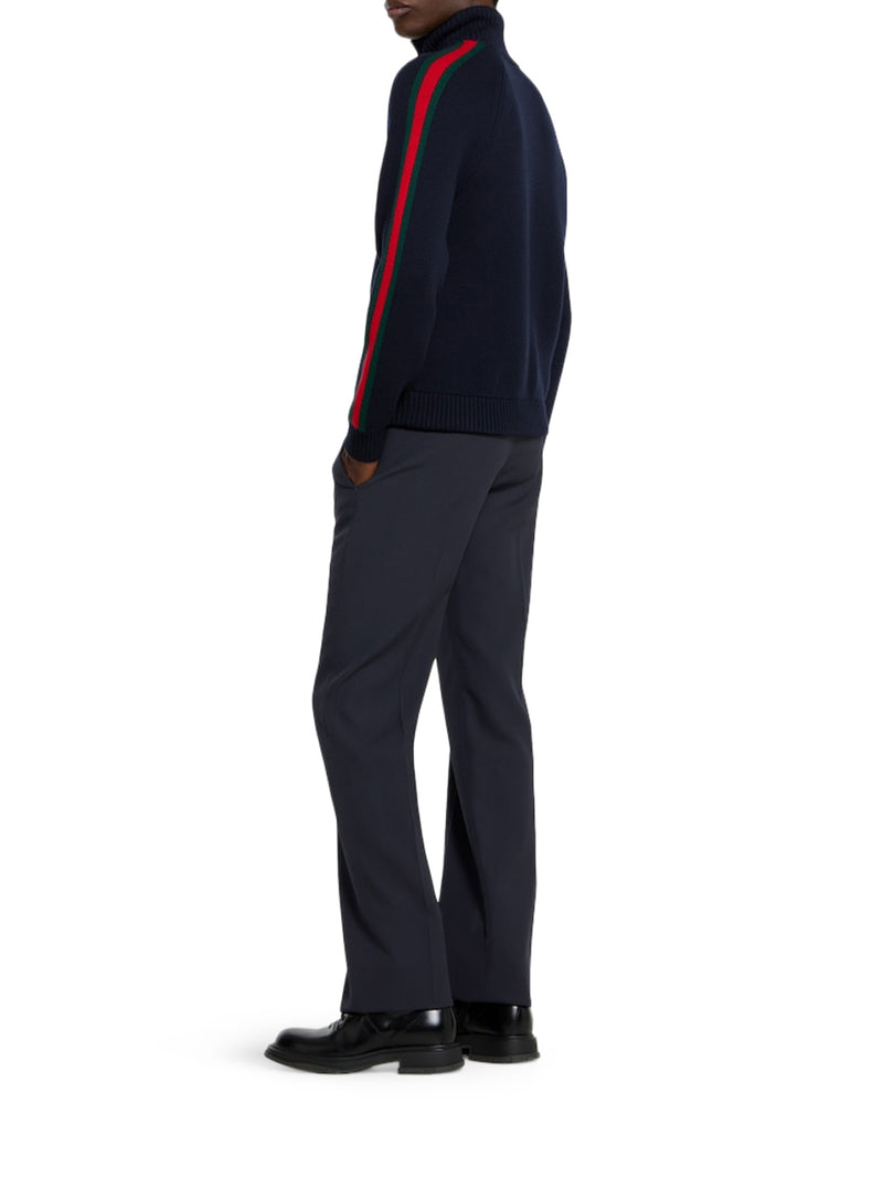 GIACCA IN LANA CON ZIP E BANDA WEB LATERALE