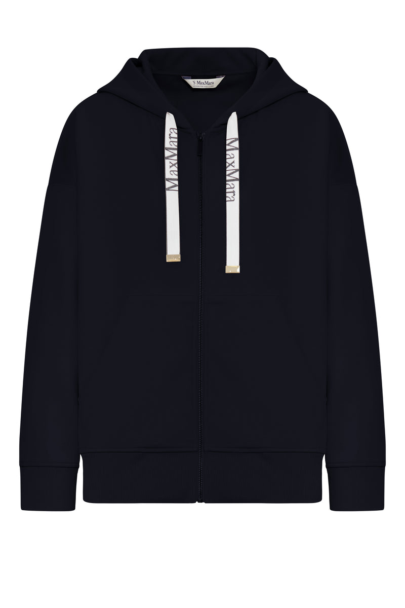FELPA CON ZIP E CAPPUCCIO IN JERSEY TECNICO