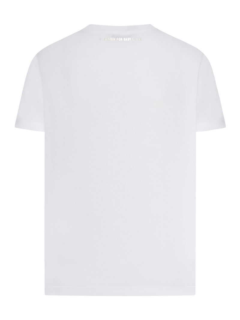 T-SHIRT IN COTONE CON LOGO LATERALE A CONTRASTO