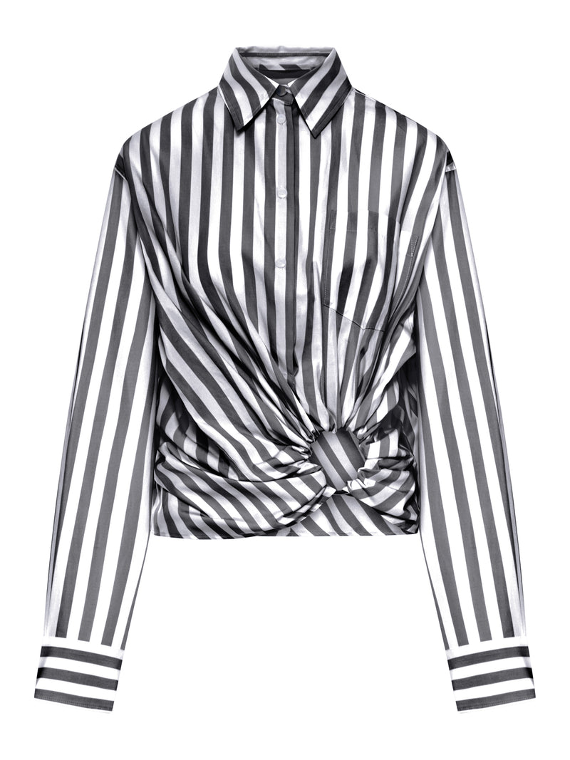 CAMICIA PALMIZI CROPPED IN COTONE CON NODO FRONTALE