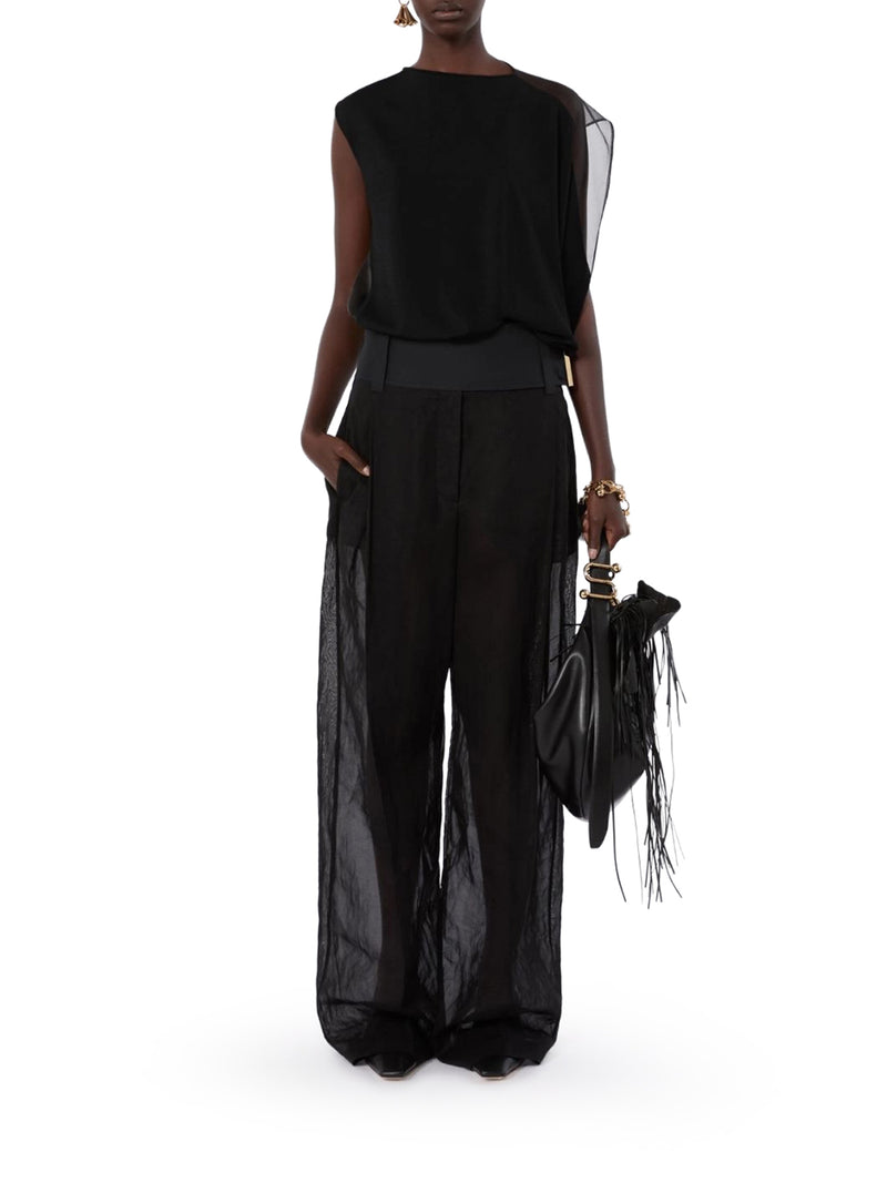 TOP ASIMMETRICO IN TESSUTO STRETCH