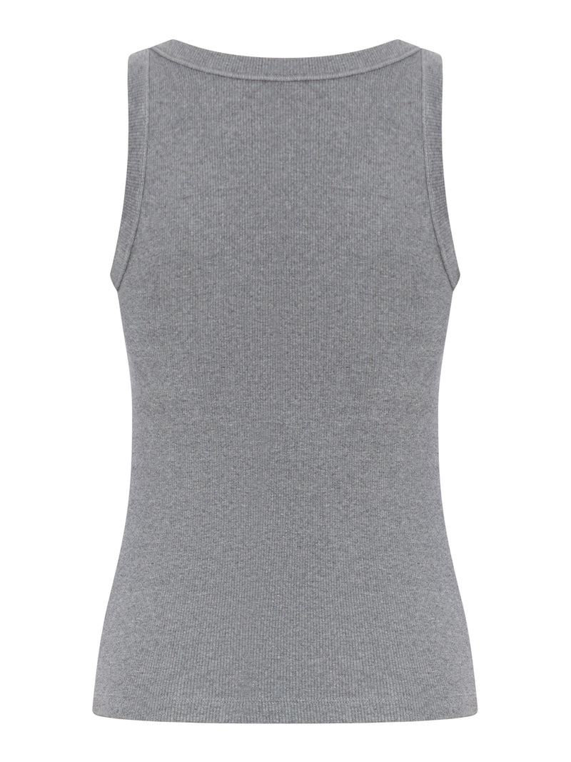 TOP A COSTINE IN JERSEY ELASTICIZZATO CON PATCH LOGO