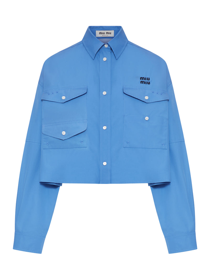 CAMICIA CROPPED IN POPELINE DI COTONE