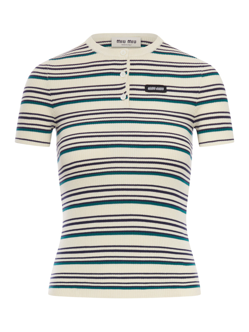 MAGLIA GIROCOLLO IN COTONE A RIGHE