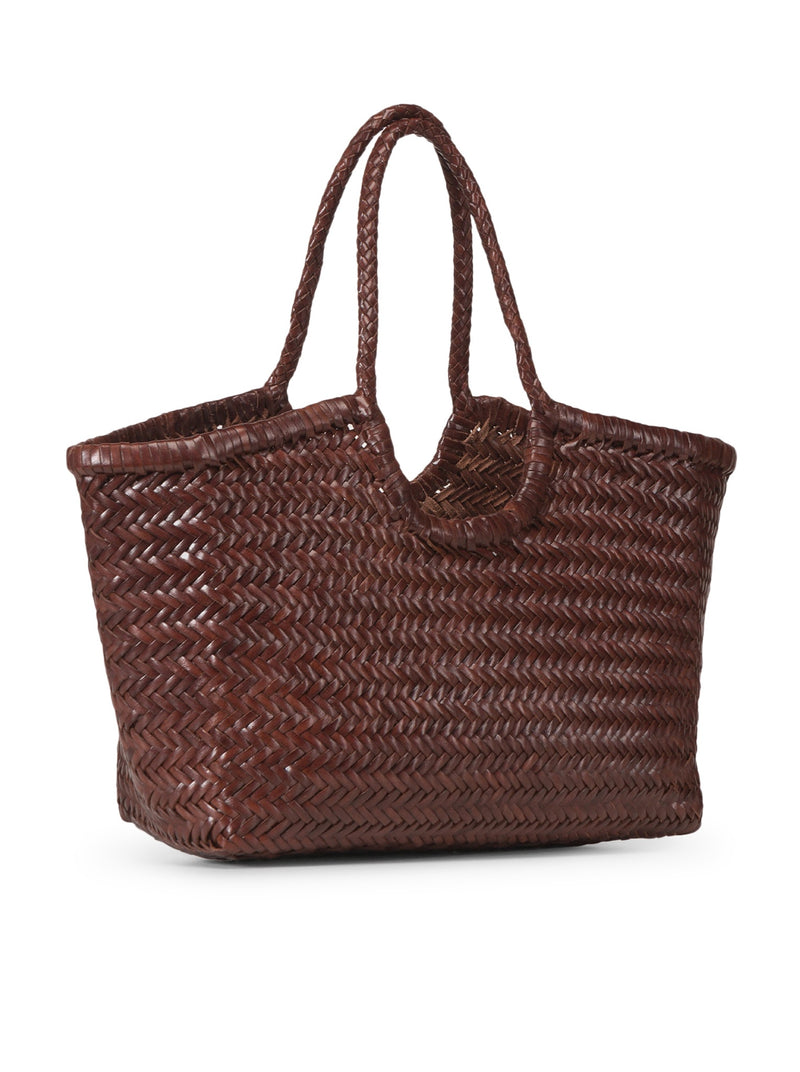 TOTE BAG NANTUCKET BIG IN PELLE INTRECCIATA BRUCIATO