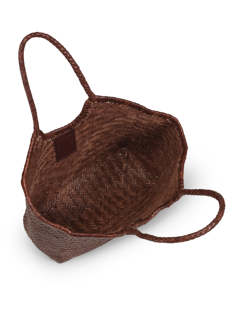 TOTE BAG NANTUCKET BIG IN PELLE INTRECCIATA BRUCIATO