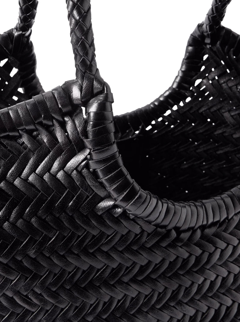 TOTE BAG NANTUCKET BIG IN PELLE INTRECCIATA NERA