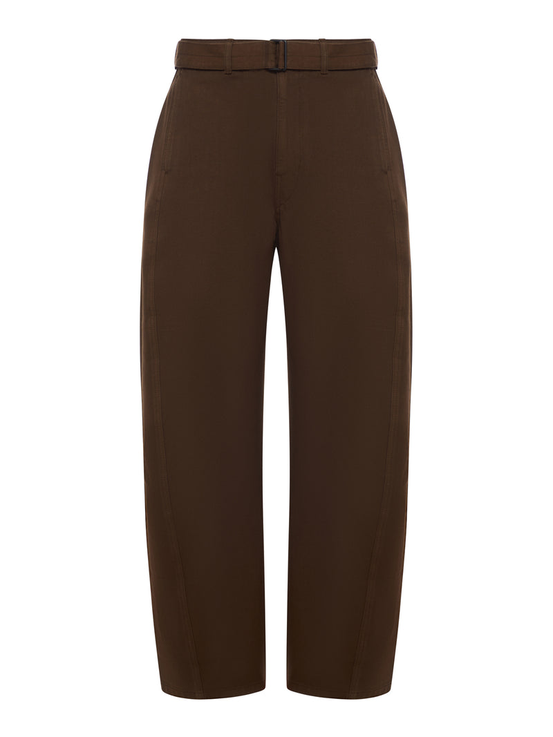 PANTALONI IN COTONE CON CINTURA INTRECCIATA