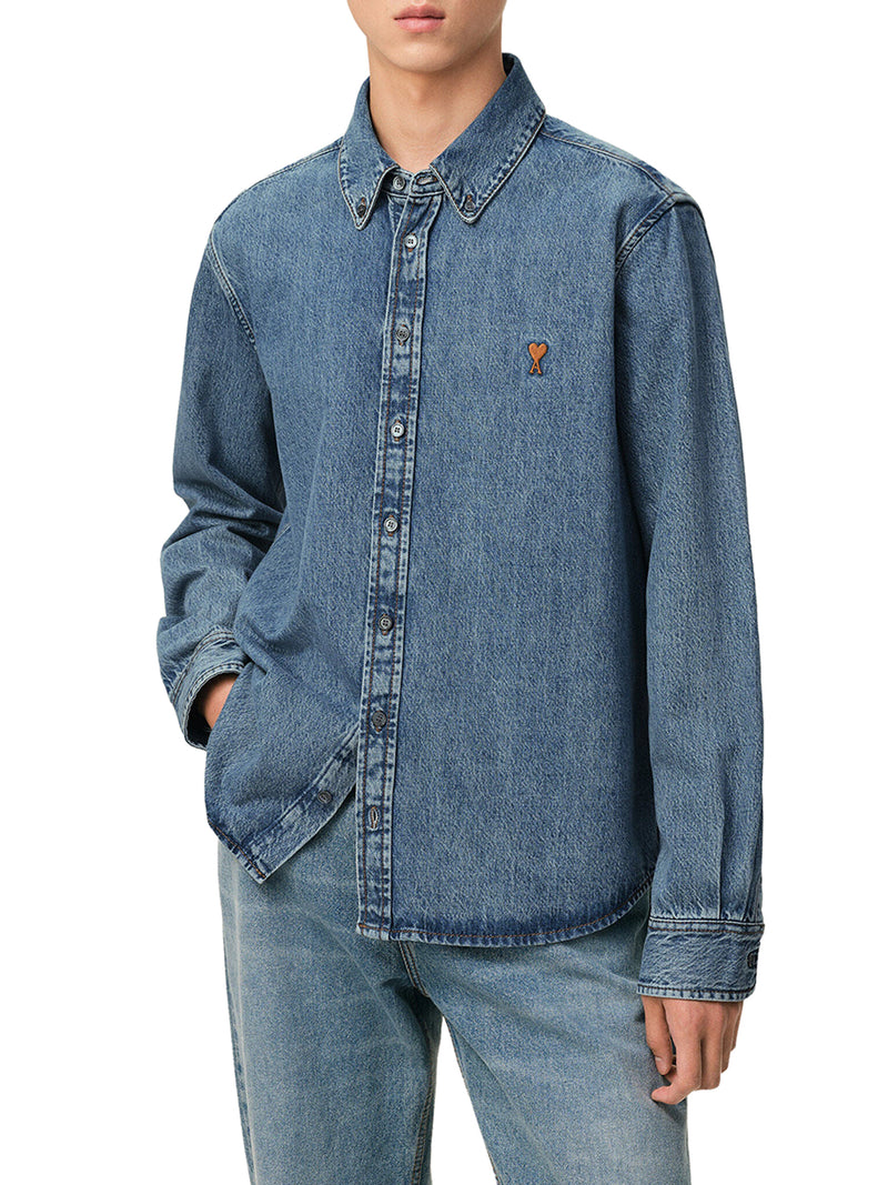 CAMICIA BUTTON-DOWN IN DENIM CHIARO CON AMI DE COEUR