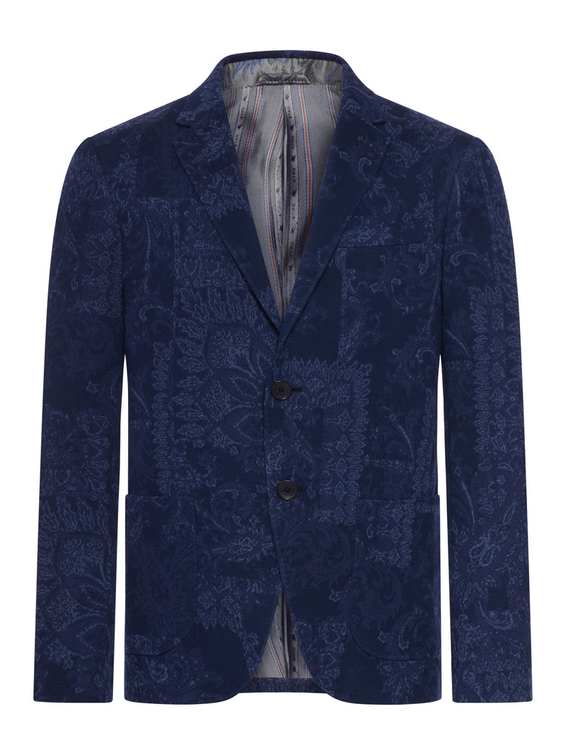 GIACCA MONOPETTO JACQUARD IN COTONE CON MOTIVO FLOREALE