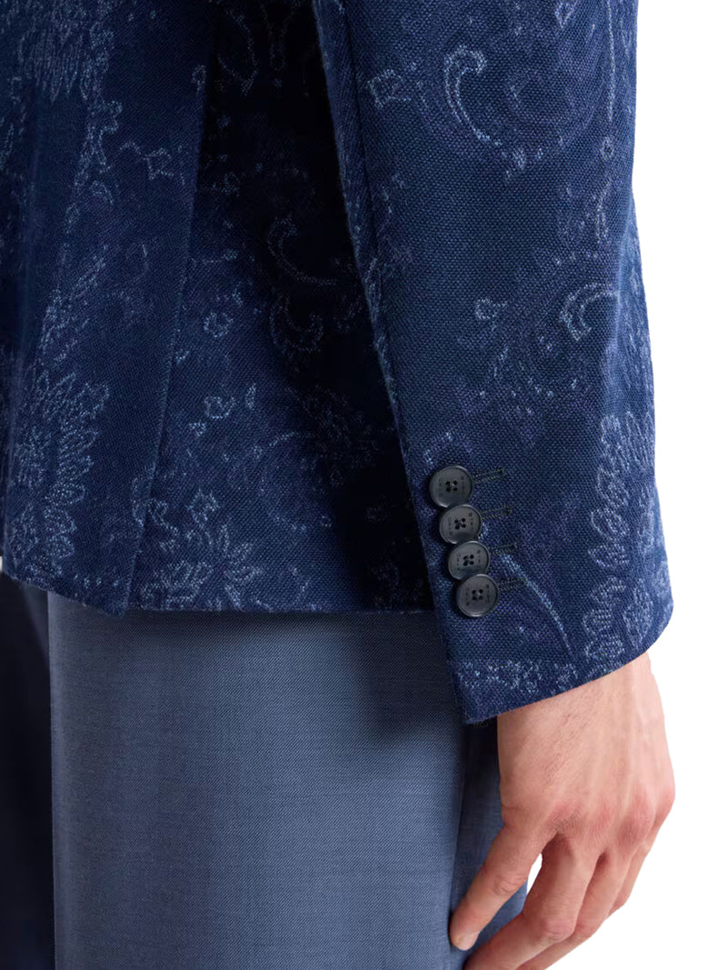 GIACCA MONOPETTO JACQUARD IN COTONE CON MOTIVO FLOREALE