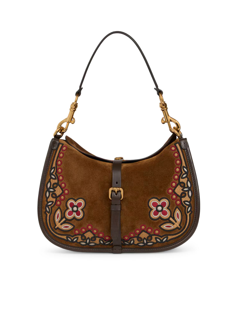 BORSA PONY MEDIA IN SUEDE CON RICAMO