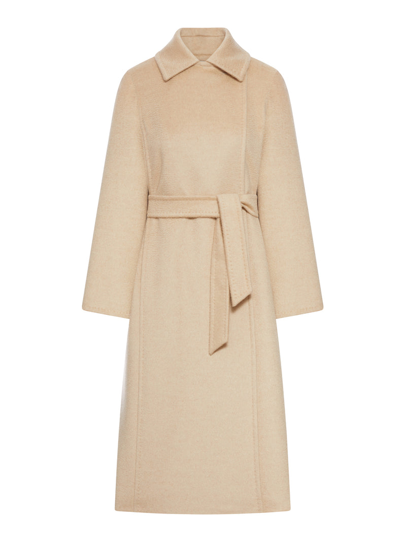 CAPPOTTO RICCIO IN CAMMELLO CON CINTURA