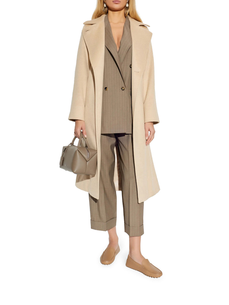 CAPPOTTO RICCIO IN CAMMELLO CON CINTURA