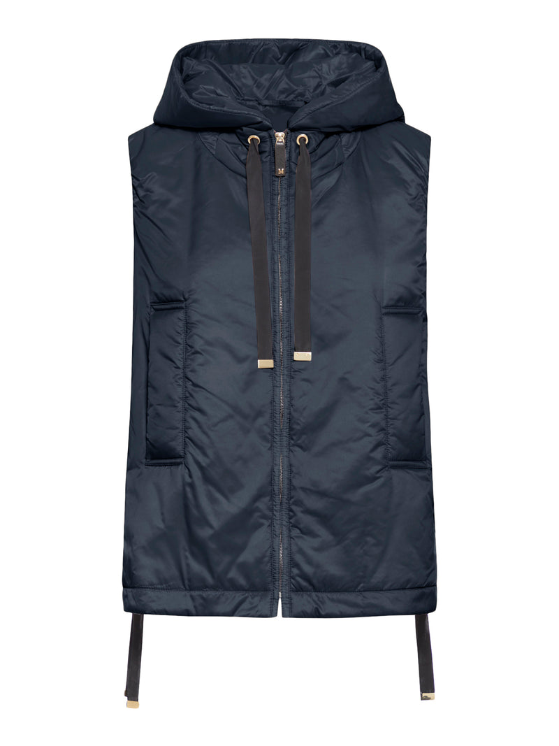 GILET IMBOTTITO CON CAPPUCCIO IN TELA ANTIGOCCIA