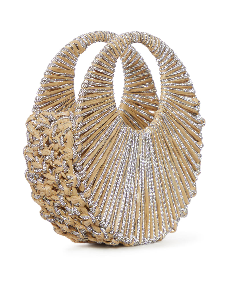BORSA GIOIELLO JAYA IN RAFIA E CRISTALLI