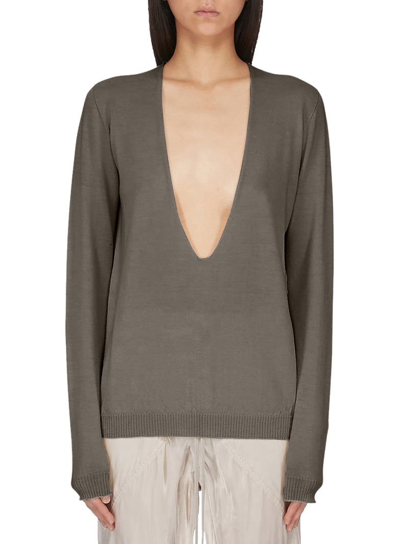 MAGLIA CON SCOLLO A V IN LANA VERGINE