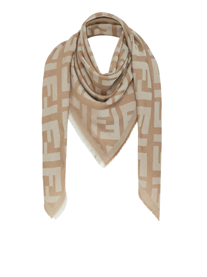SCIALLE FF IN LANA E CASHMERE BEIGE