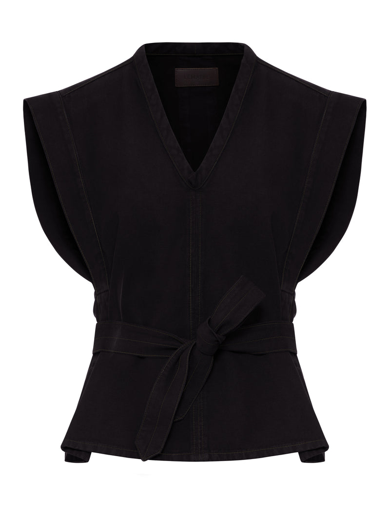 TOP IN DENIM CON CINTURA IN VITA