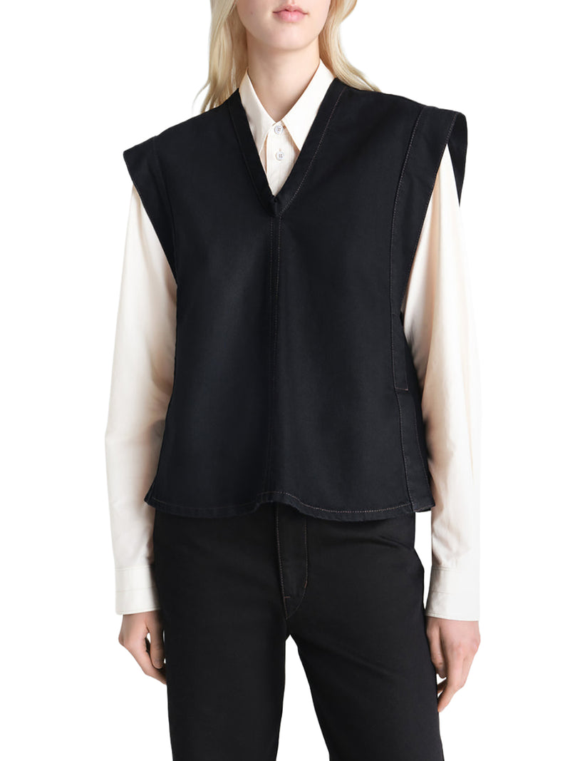 TOP IN DENIM CON CINTURA IN VITA