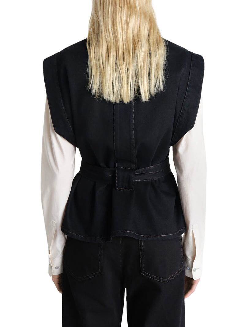 TOP IN DENIM CON CINTURA IN VITA