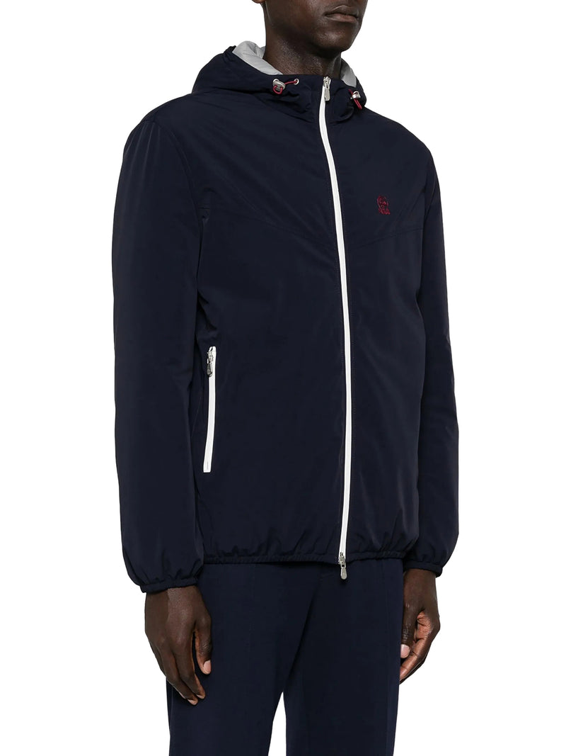 GIUBBINO IN NYLON MEMBRANATO CON LOGO E CAPPUCCIO