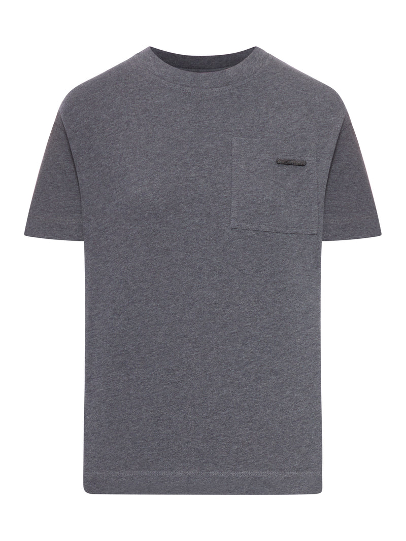 T-SHIRT GIROCOLLO IN COTONE CON APPLICAZIONE MONILE