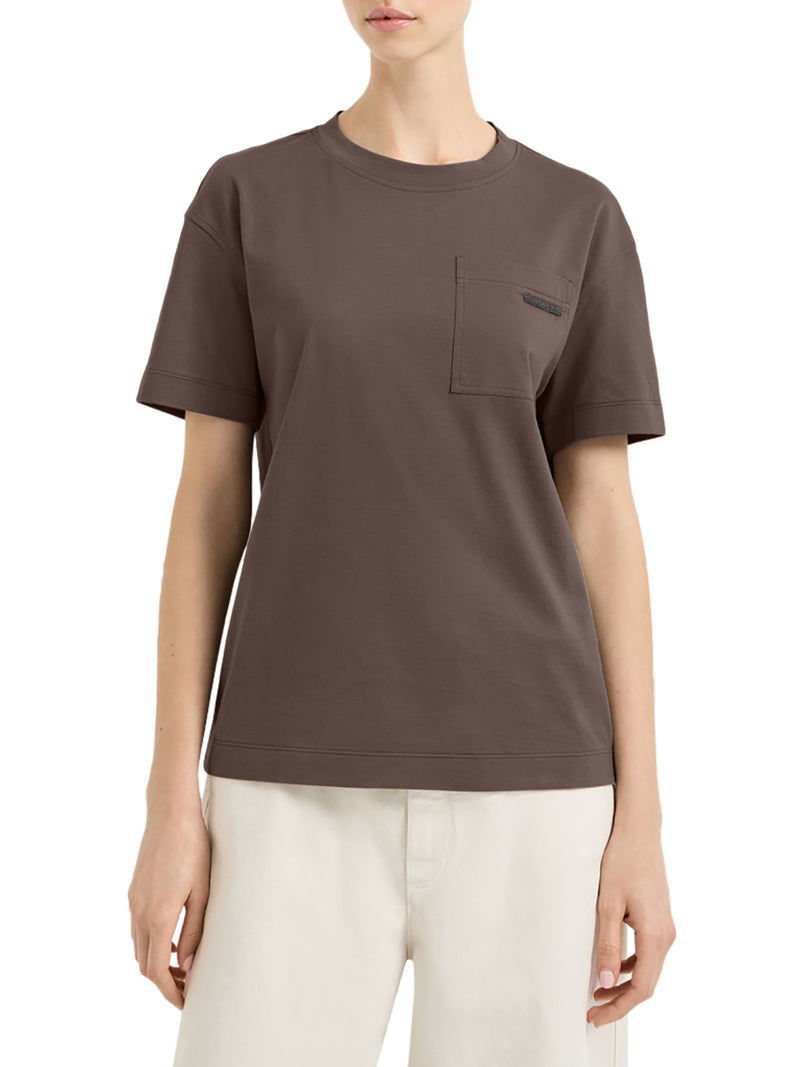 T-SHIRT GIROCOLLO IN COTONE CON APPLICAZIONE MONILE