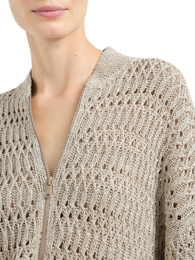 CARDIGAN DAZZLING BRAIDS IN LINO