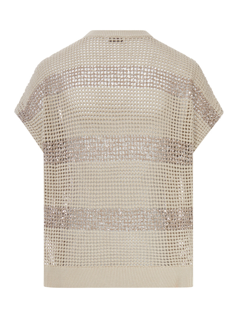 MAGLIA TRAFORATA CON DESIGN A RIGHE