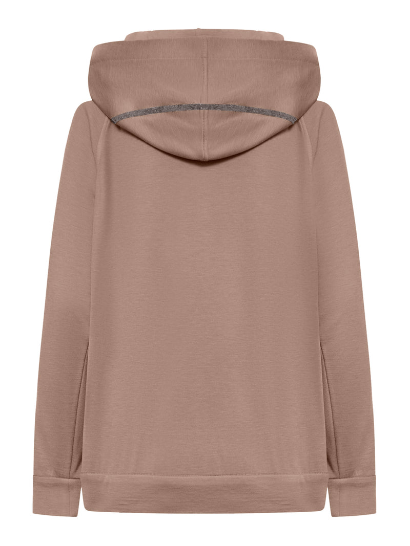 TOPWEAR IN INTERLOCK DI COTONE E SETA CON CAPPUCCIO E PRECIOUS STRIPE