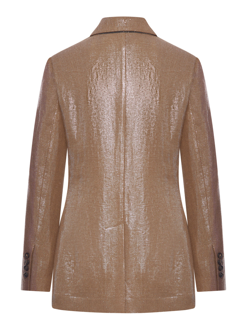 BLAZER DOPPIOPETTO IN TESSUTO LAMINATO EFFETTO LUCIDO
