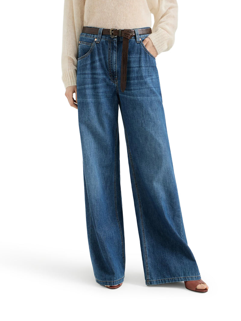 PANTALONE BAGGY IN DENIM LEGGERO CON MONILE