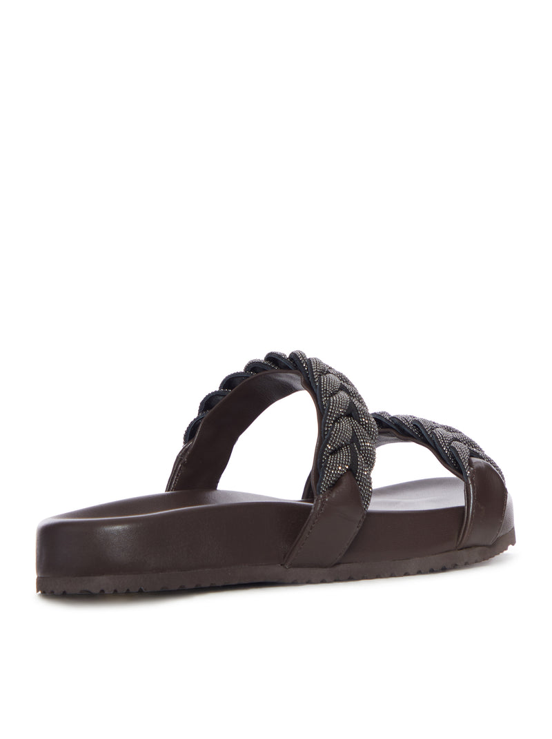 SANDALI IN PELLE CON PRECIOUS BRAIDED STRAPS
