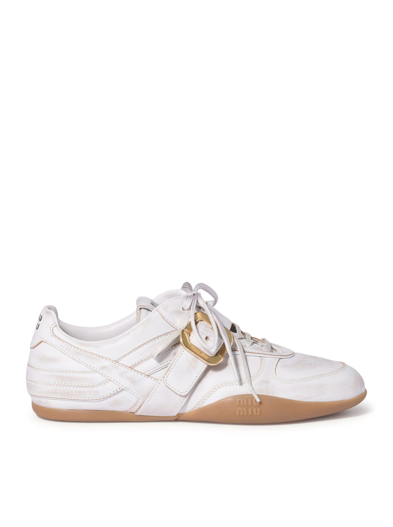SNEAKERS GYMNASIUM IN PELLE CON FIBBIA